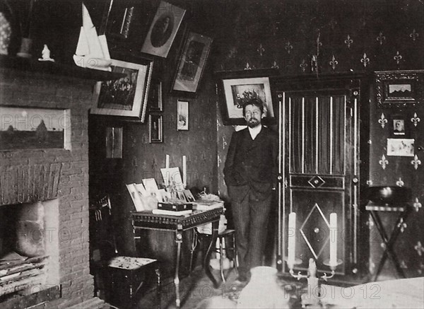 Russian author Anton Chekhov in his studio, Yalta, Crimea, Russia, 1901. Artist: Leonid Sredin