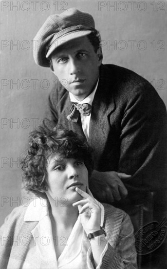 Russian theatre directo Vsevolod Meyerhold and his wife, actress Zinaida Raikh, early 1920s. Artist: Unknown