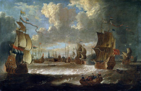 'Ships in a Lagoon', 17th or early 18th century. Artist: Abraham Storck