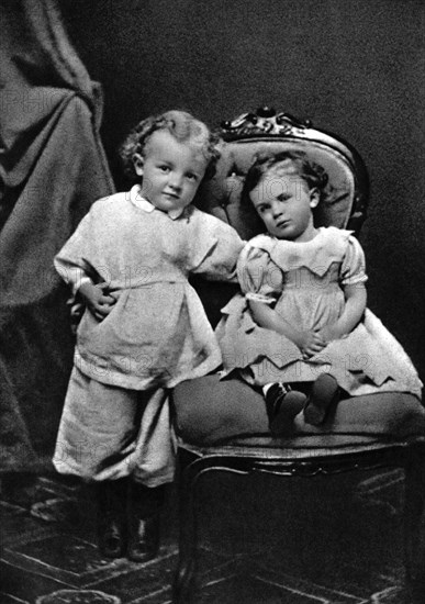Vladimir Ilich Lenin, Russian Bolshevik revolutionary leader, aged 4, with his sister Olga, 1874. Artist: Unknown