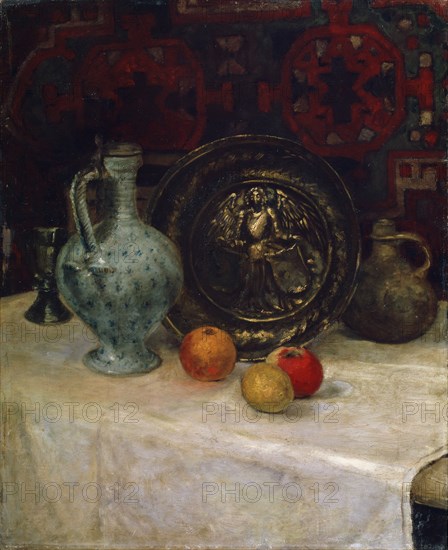'Still Life with a Brass Plate', late 19th or early 20th century. Artist: Paula Modersohn-Becker