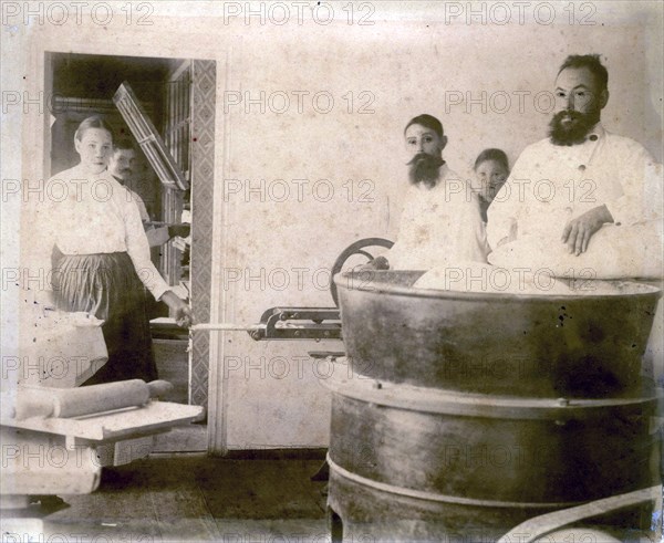 Production of mineral water cake, Yessentuki, Russia, 1900s.  Artist: Anon