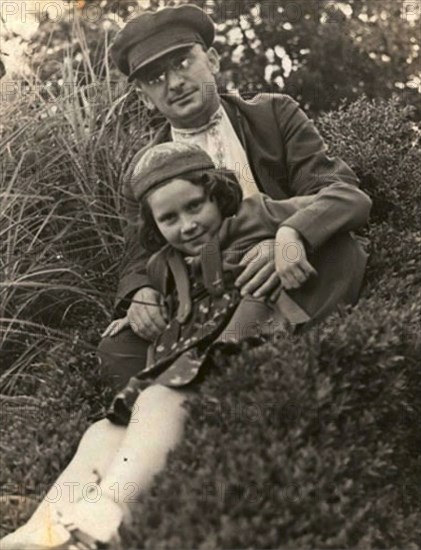 Soviet politician Lavrentiy Beria with Josef Stalin's daughter Svetlana Alliluyeva, USSR, 1930s. Artist: Anon