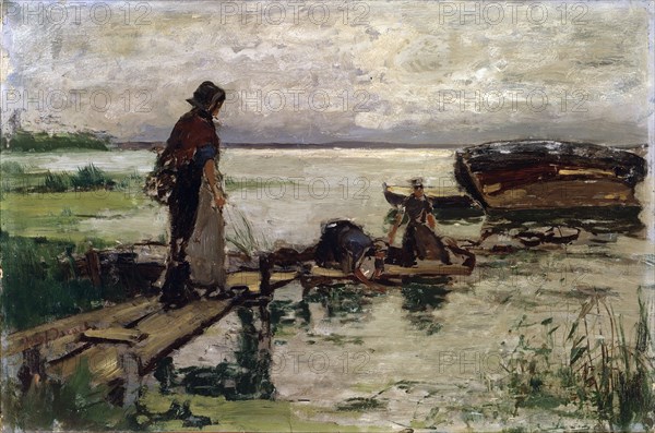 'At the Seashore', 19th or early 20th century. Artist: Jozef Israels