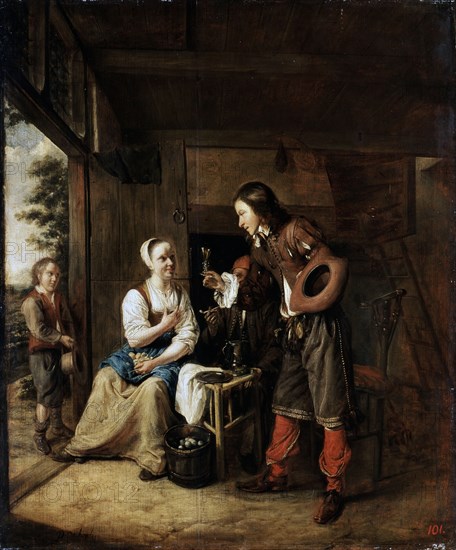 'Warrior and Servant', 1653. Artist: Pieter de Hooch