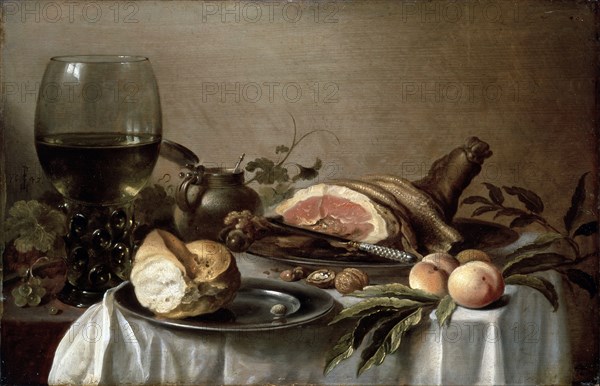 'Breakfast with Ham', 1647.  Artist: Pieter Claesz