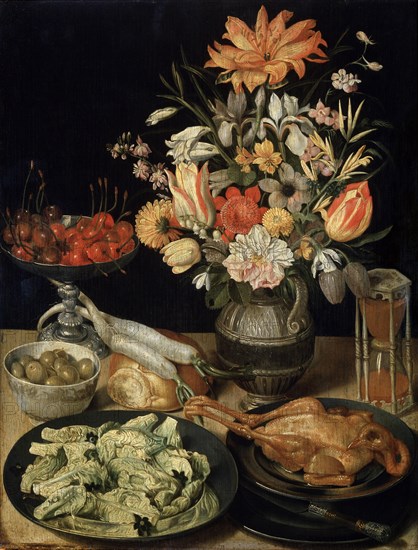 'Still Life with Flowers and Snack', c1630-c1635. Artist: Georg Flegel