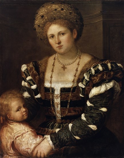 'Portrait of a Lady with a Boy', 1530s. Artist: Paris Bordone