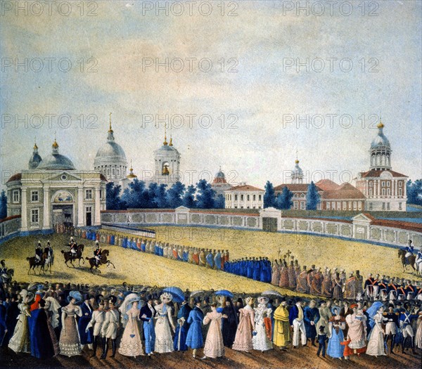 'Visit of Tsar Alexander I to the Alexander Nevsky Monastery', 1821. Artist: Russian Master