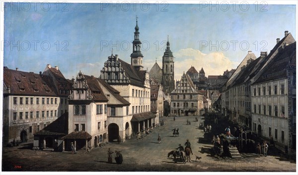'The Market Place in Pirna', c1752-c1755. Artist: Bernardo Bellotto