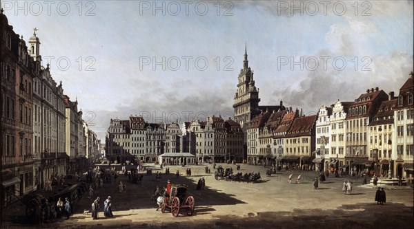 'The Old Market Place in Dresden', c1750-c1752. Artist: Bernardo Bellotto