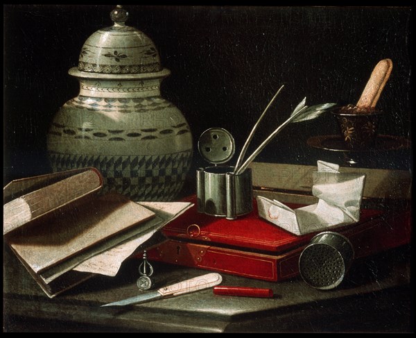 'Still Life with Writing Implements', late 17th or early 18th century. Artist: Cristoforo Monari