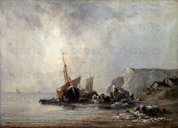 'Boats at the Normandy Shore', 1823.  Artist: Richard Parkes Bonington