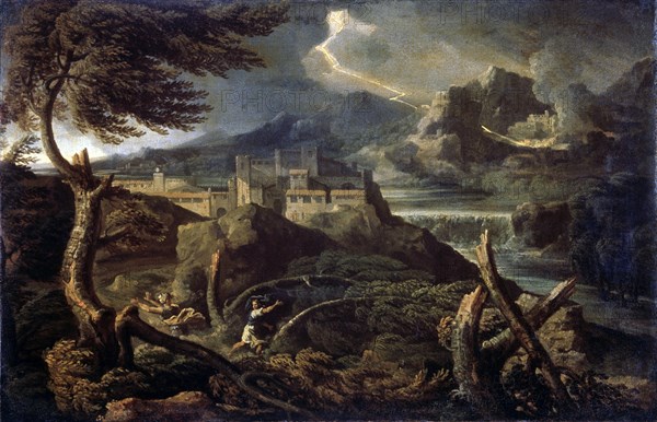 'Landscape with Lightning', 1660s. Artist: Gaspard Dughet