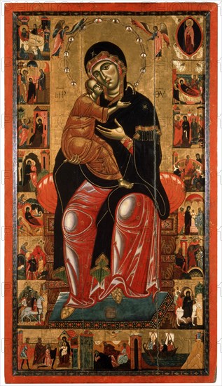 'Madonna and Child Enthroned (with seventeen Scenes from the Life of the Virgin)', 13th century. Artist: Master of Florence