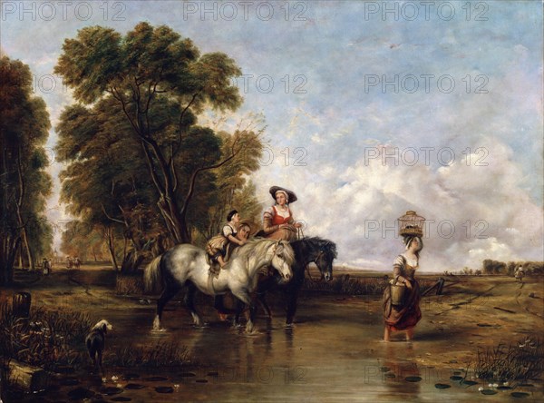 'Through a Ford', 19th century. Artist: William Shayer