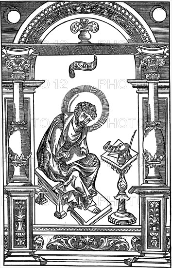 Lucas the Evangelist. Illustration to the book Apostol, 1564.