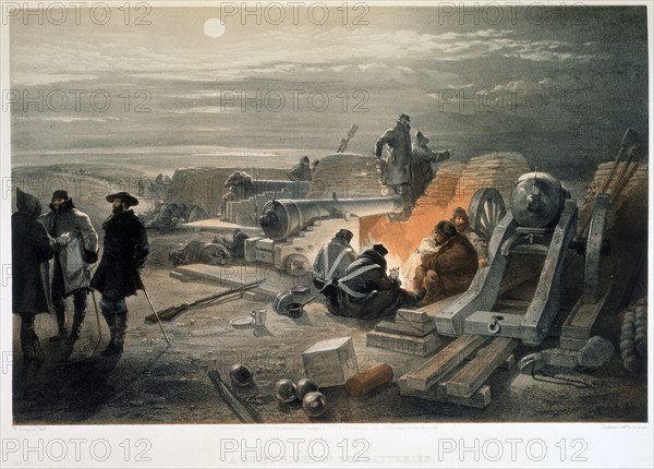 A quiet night in the batteries, 1855. Creator: Simpson, William (1832-1898).