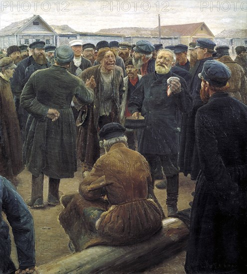 At the country community meeting', 1893. Creator: Korovin, Sergei Alexeevich (1858-1908).