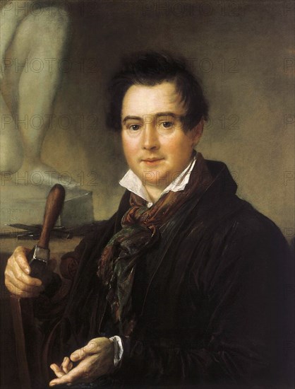 Portrait of the sculptor Ivan P. Vitali (1794-1855), 19th century. Creator: Tropinin, Vasili Andreyevich (1776-1857).