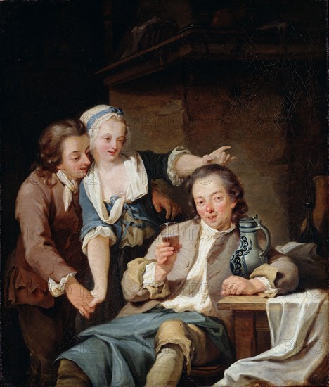 A Husband Deceived (Wine and Love)', 1765. Creator: Kraus, Georg Melchior (1737-1806).