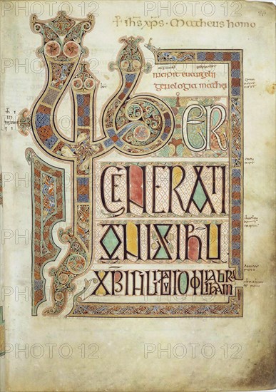 The Lindisfarne Gospels, 715-721.  Creator: Eadfrith, (Bishop of Lindisfarne) (?-721).