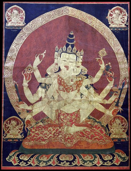 Guhyasamaja Akshobhyavajra (Thanka), 17th century.  Creator: Central Asian Art.