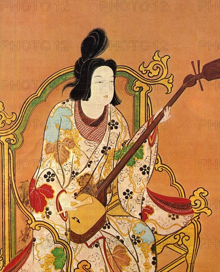 A Girl Playing a Shamisen, second half of the 17th century.  Creator: Anonymous.
