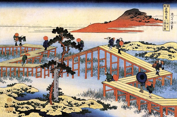 Yatsuhashi in Mikawa Province, c1835. Creator: Hokusai, Katsushika (1760-1849).