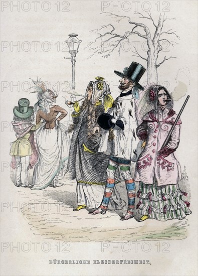 Women's Freedom of Dress, 1840s. Creator: Grandville, Jean-Jacques (1803-1847).