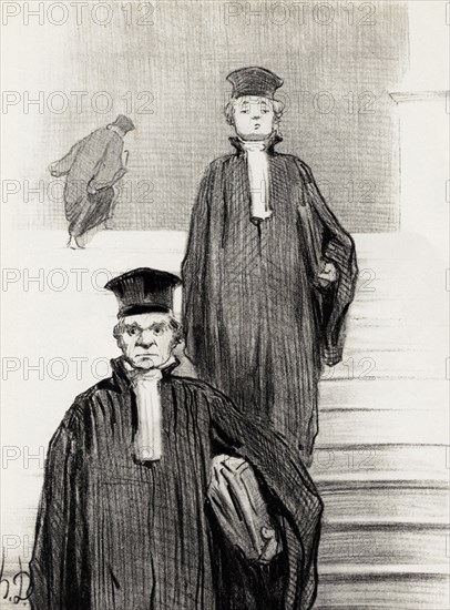Main Stair case of the Palace of Justice, 1848. Creator: Daumier, Honoré (1808-1879).