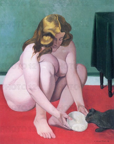 Woman with a Cat', 1919. Creator: Vallotton, Felix Edouard (1865-1925).