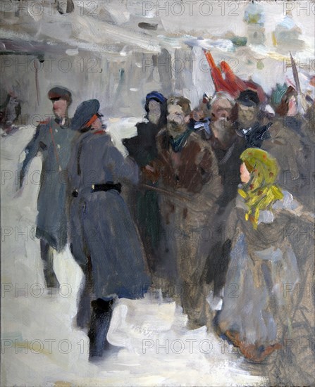 Revolutionary Demonstration', 1906. Creator: Serov, Valentin Alexandrovich (1865-1911).