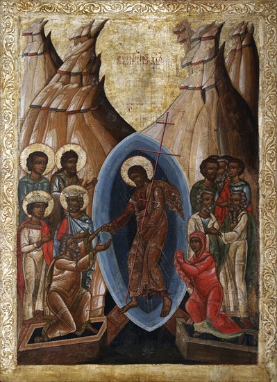 The Descent into Hell, early 16th century. Creator: Russian icon.