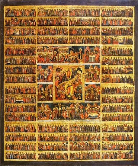 Year Calendar with the Scenes of the Passion of the Christ, second half of the 19th century. Creator: Russian icon.