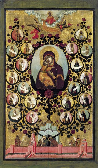 Apotheosis of the Virgin of Vladimir, 1668. Creator: Ushakov, Simon (Pimen) Fyodorovich (1626-1686).