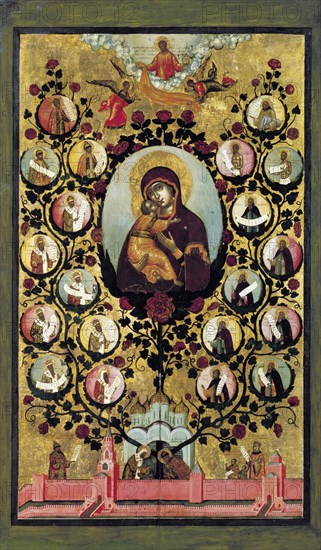 Apotheosis of the Virgin of Vladimir, 1668.  Creator: Ushakov, Simon (Pimen) Fyodorovich (1626-1686).