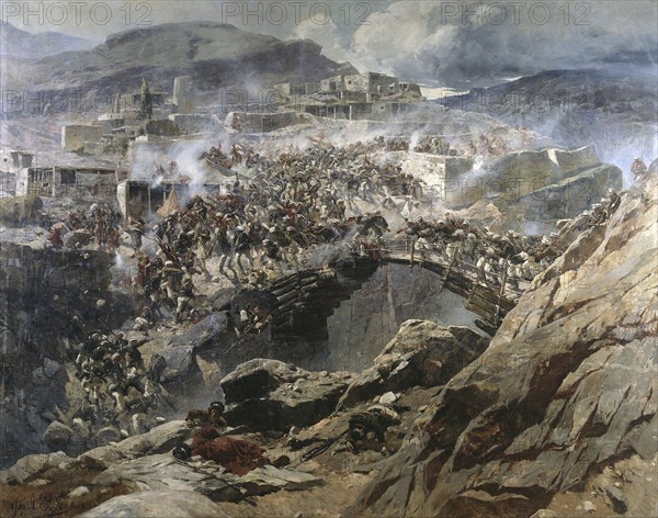 The Siege of Akhoulgo', 1888. Creator: Roubaud, Franz (1856-1928).