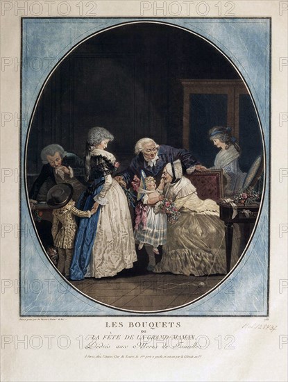 Congratulations on the Grandmother's Name-Day, 1788.  Creator: Debucourt, Philibert-Louis (1755-1832).