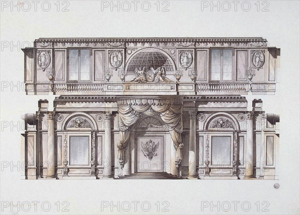 Design of the George Hall (Great Throne Hall) in the Winter Palace, 1796. Creator: Quarenghi, Giacomo Antonio Domenico (1744-1817).