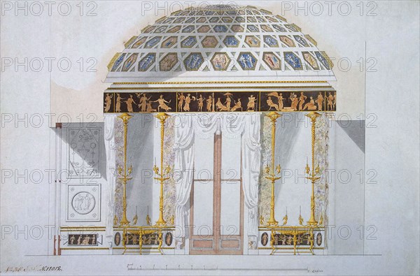 Design for the Jasper Cabinet in the Agate Pavilion at Tsarskoye Selo, 1780s.  Creator: Cameron, Charles (ca. 1730/40-1812).