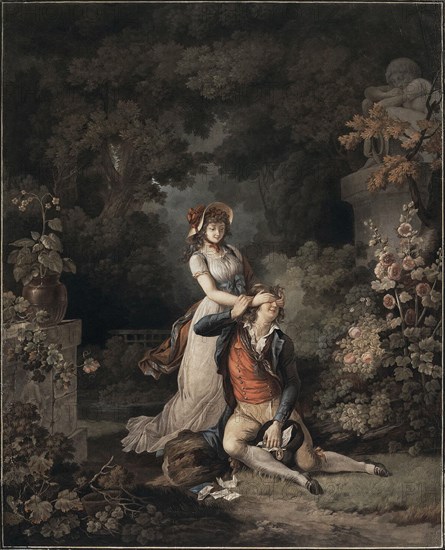 The Lover Caught Unawares', 1790s. Creator: Descourtis, Charles Melchior (1753-1820).