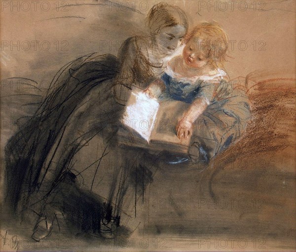 Young Woman with a Child, between 1844 and 1850. Creator: Menzel, Adolph Friedrich, von (1815-1905).