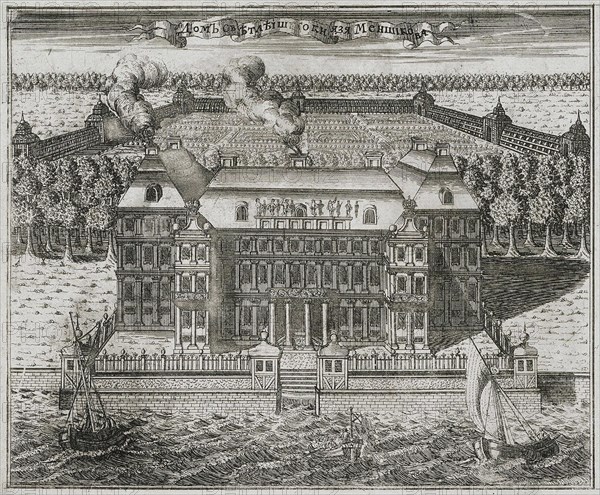 The Mansion of Prince Alexander MenshikovAlexander Danilovich Menshikov, 1717.  Creator: Rostovtsev, Alexei Ivanovich (1670s-1730s).