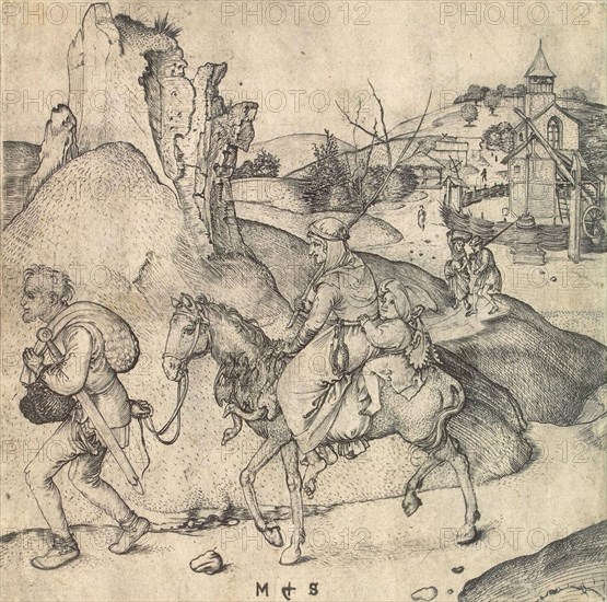 Peasant Family Going to the Market, between 1473 and 1475.  Creator: Schongauer, Martin (ca. 1445/50-1491).