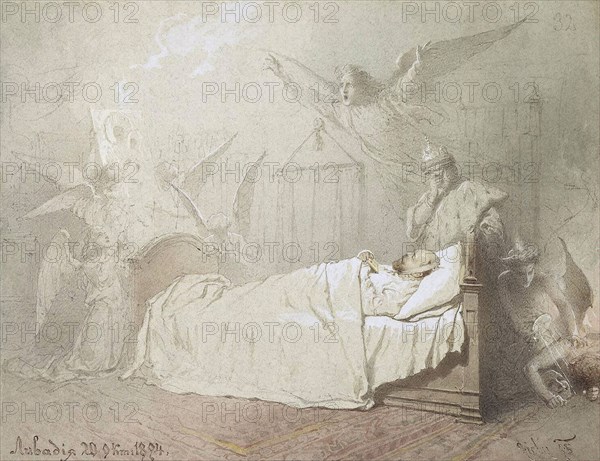Alexander III on his Deathbed Surrounded by Angels, 1895.  Creator: Zichy, Mihály (1827-1906).