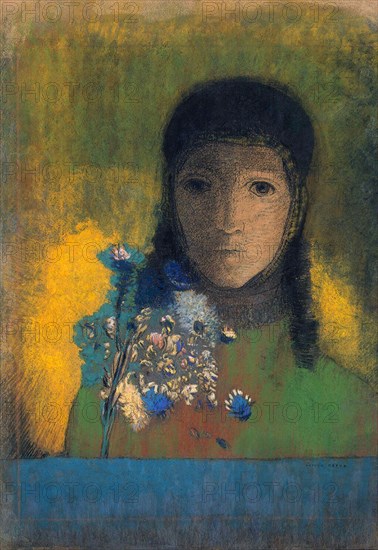 Woman with Wildflowers', c1900. Creator: Redon, Odilon (1840-1916).