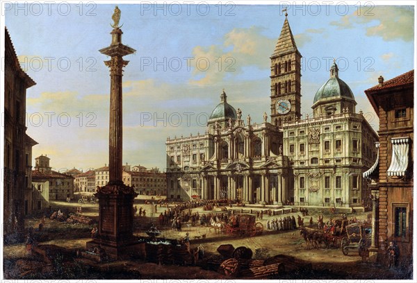 'The Piazza and Church of Santa Maria Maggiore in Rome', 1739. Artist: Bernardo Bellotto