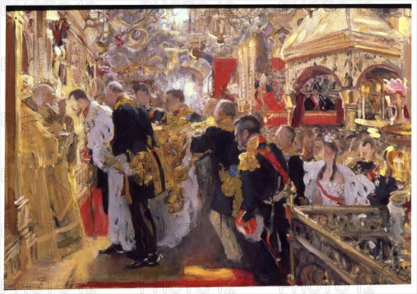'The Coronation of Emperor Nicholas II in the Assumption Cathedral', 1896. Artist: Valentin Serov