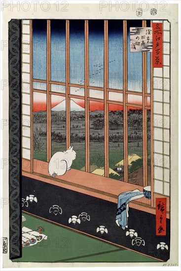 'A Cat Sitting on the Window Seat', 19th century. Artist: Ando Hiroshige